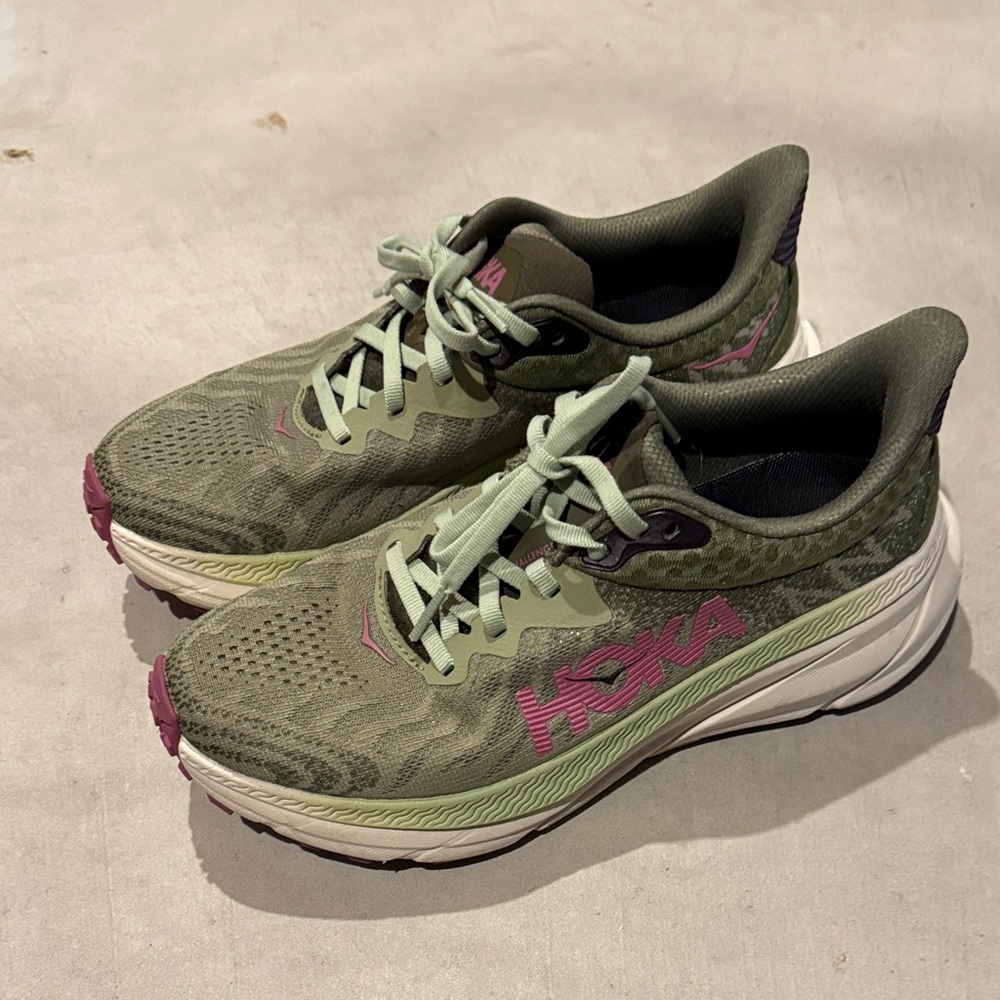 Hoka Women's Olive and Pink Athletic Shoes